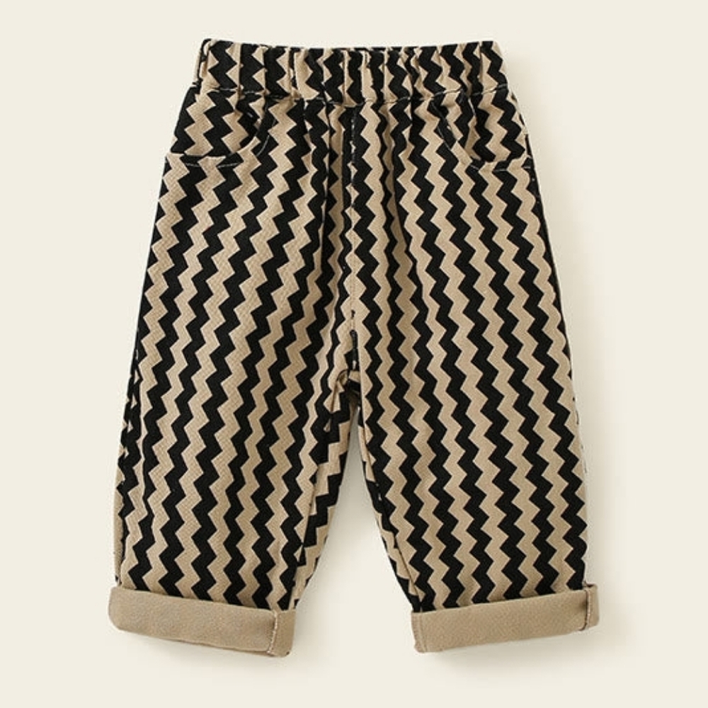 NWT Boys Neutral Chevron Zig Zag Pants - Size 6-7 - Picture 2 of 11